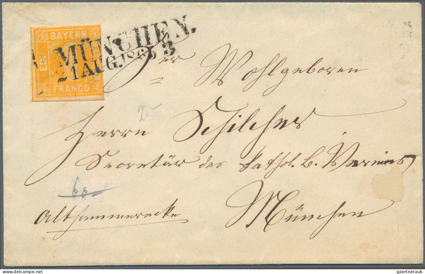 Bayern - Marken Und Briefe: 1865/1866, 1 Kr. Gelb, Lot Von Drei Briefen Und Zwei - Andere & Zonder Classificatie