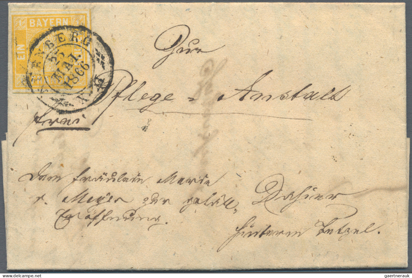 Bayern - Marken Und Briefe: 1865/1866, 1 Kr. Gelb, Lot Von Drei Briefen Und Zwei - Other & Unclassified