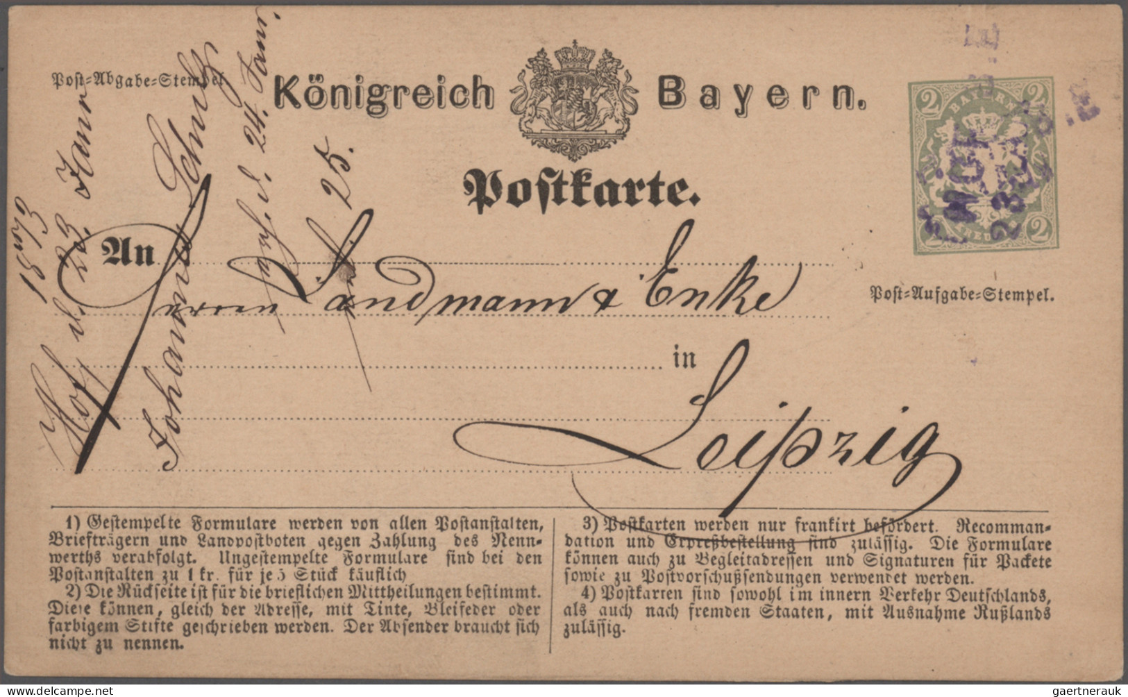 Bayern - Marken Und Briefe: 1870/1876, Postkarten/"Correspondenz-Karten", Spezia - Andere & Zonder Classificatie