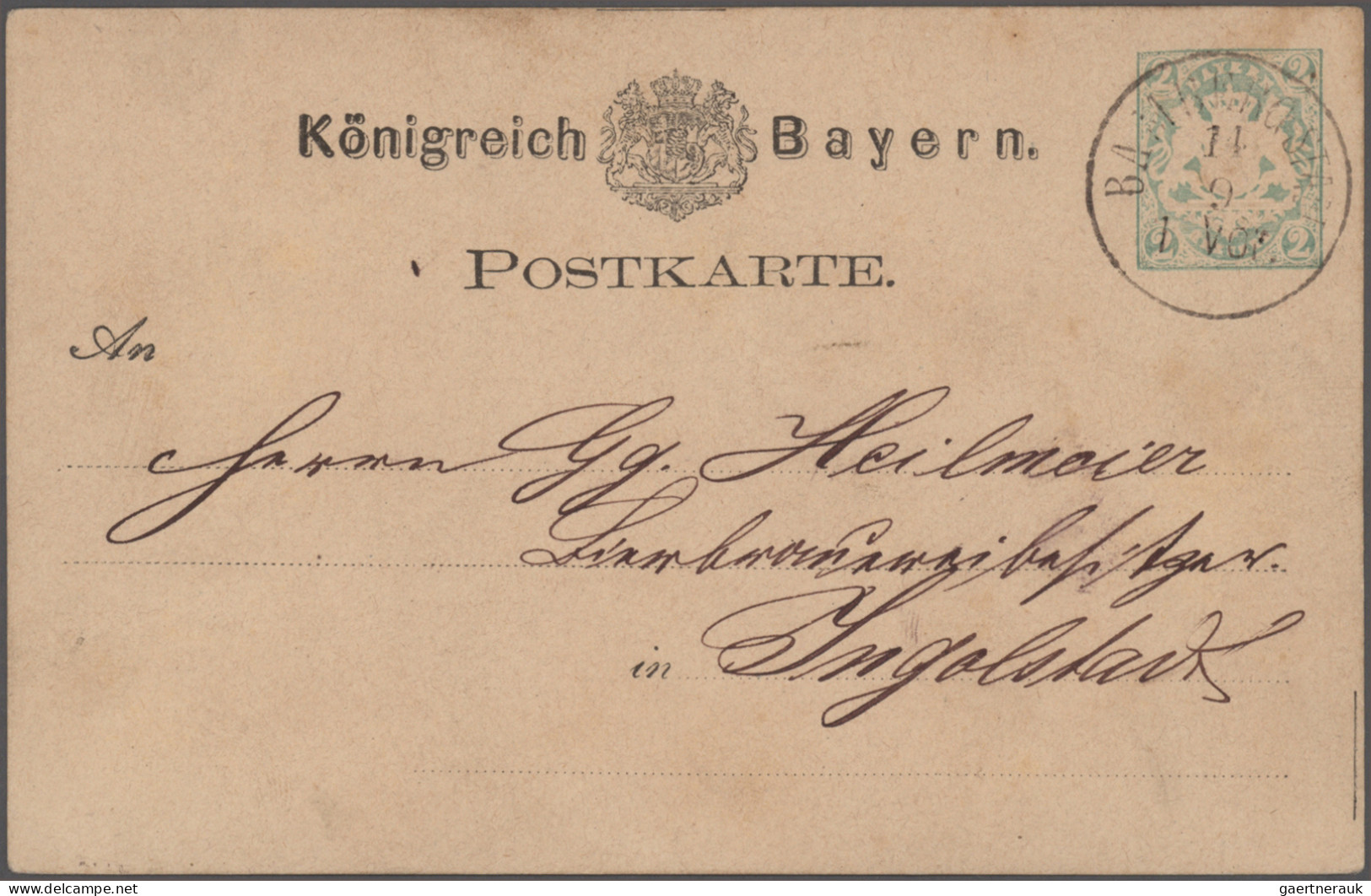 Bayern - Marken und Briefe: 1870/1876, Postkarten/"Correspondenz-Karten", spezia