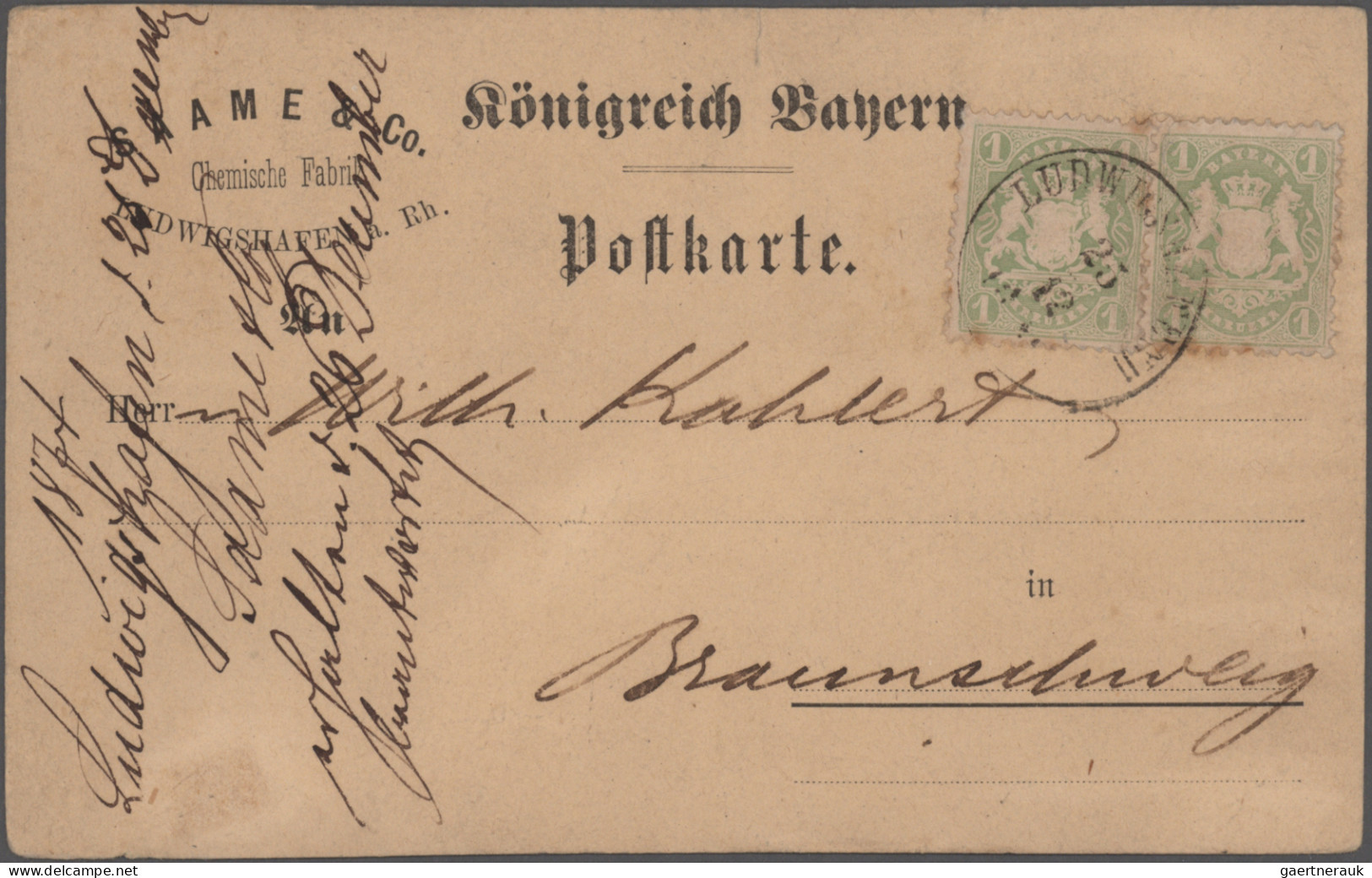 Bayern - Marken und Briefe: 1870/1876, Postkarten/"Correspondenz-Karten", spezia