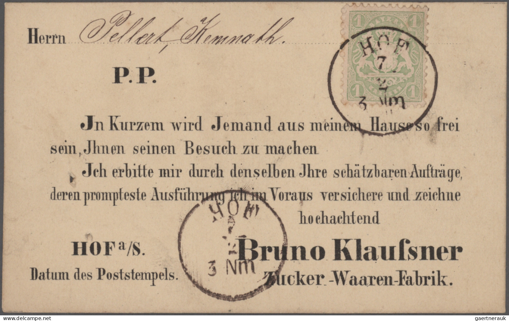 Bayern - Marken und Briefe: 1870/1876, Postkarten/"Correspondenz-Karten", spezia