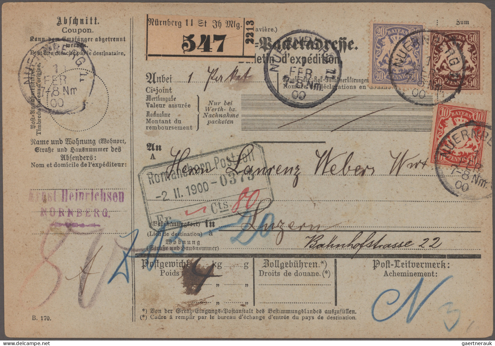 Bayern - Marken und Briefe: 1884/1910, Wappen-Marken, Partie von 26 Briefen und