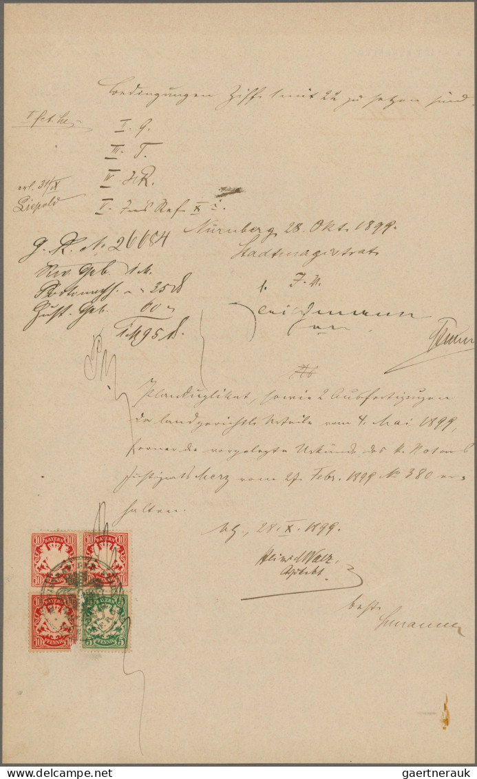 Bayern - Marken Und Briefe: 1889/1918, Partie Von Sechs Frankierten Dokumenten, - Sonstige & Ohne Zuordnung