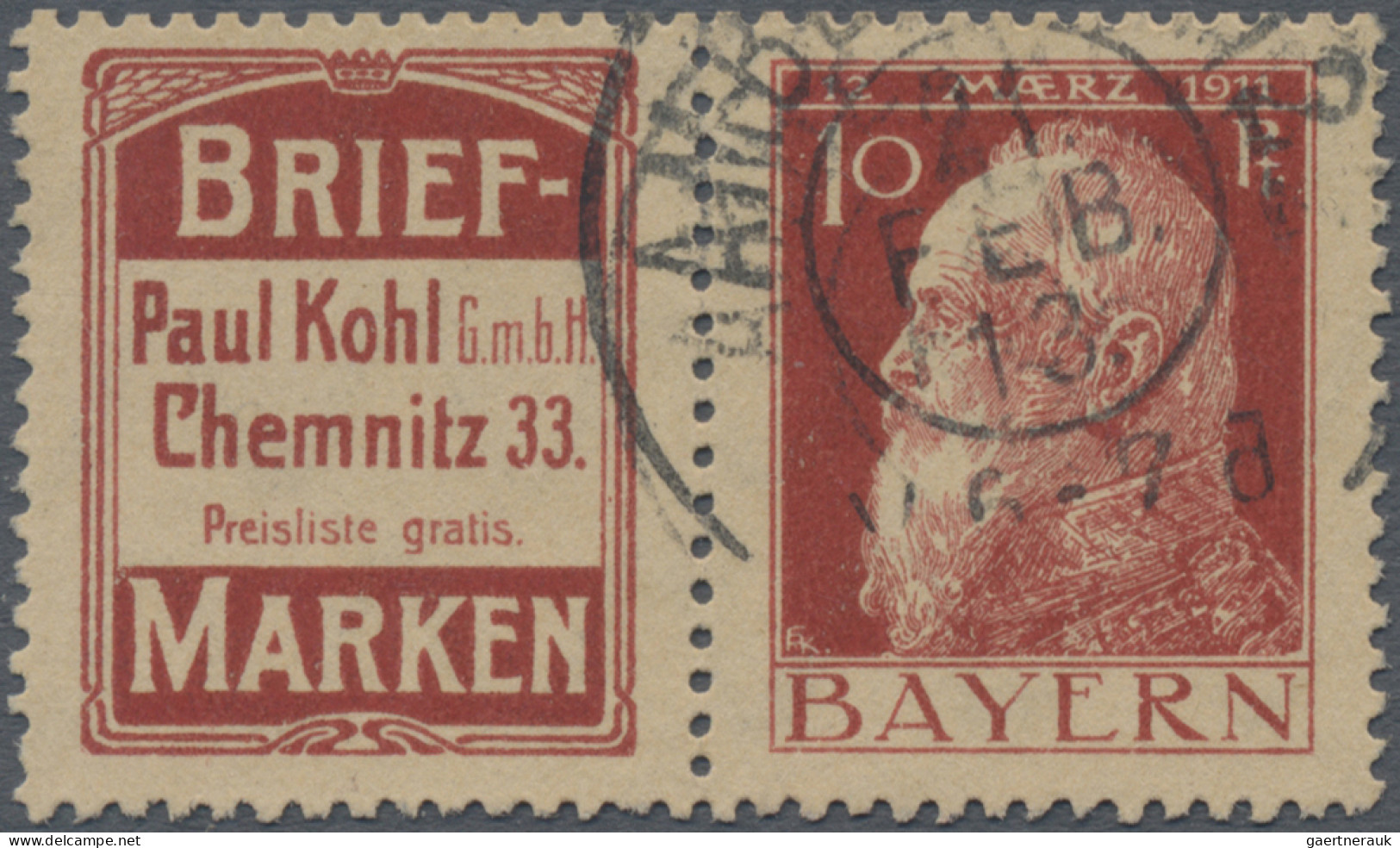 Bayern - Zusammendrucke: 1911/1913, Sammlung von 24 Zusammendrucken aus Markenhe