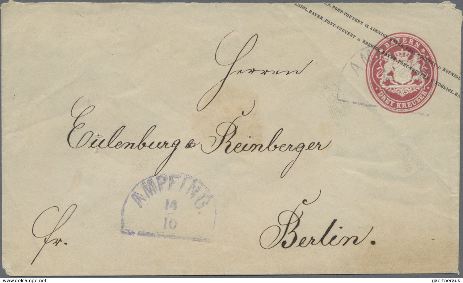 Bayern - Ganzsachen: 1869/1875, Ganzsachenumschlag 3 Kr. Rosa, Partie Von Sechs - Sonstige & Ohne Zuordnung