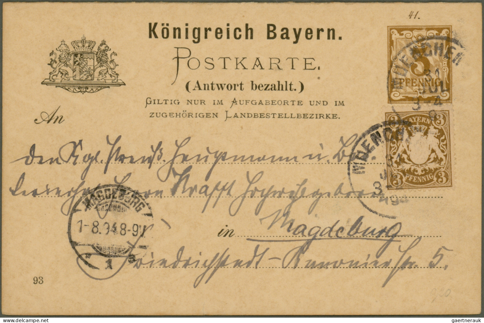 Bayern - Ganzsachen: 1873/1920, Partie Von Ca. 102 (fast Nur Gebrauchten) Ganzsa - Autres & Non Classés