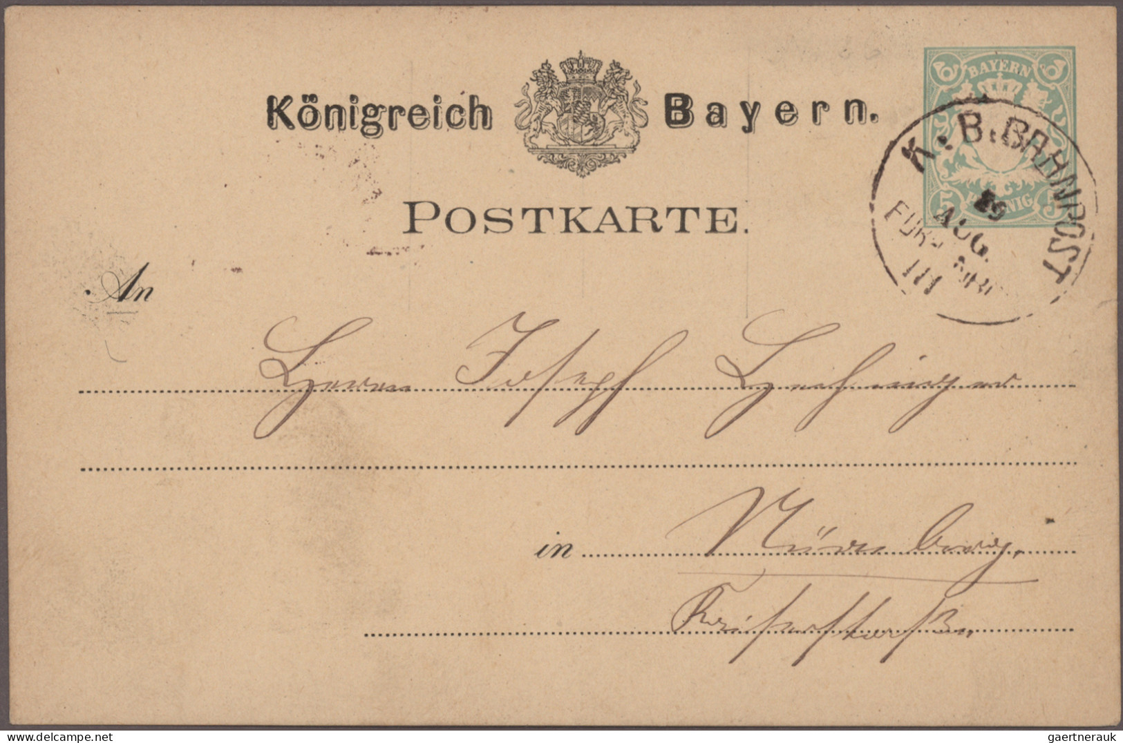 Bayern - Ganzsachen: 1873/1920, Partie Von Ca. 370 Gebrauchten Und Ungebrauchten - Otros & Sin Clasificación