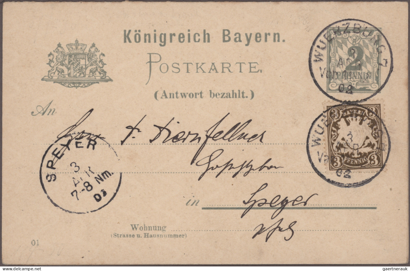 Bayern - Ganzsachen: 1873/1920, Partie von ca. 370 gebrauchten und ungebrauchten