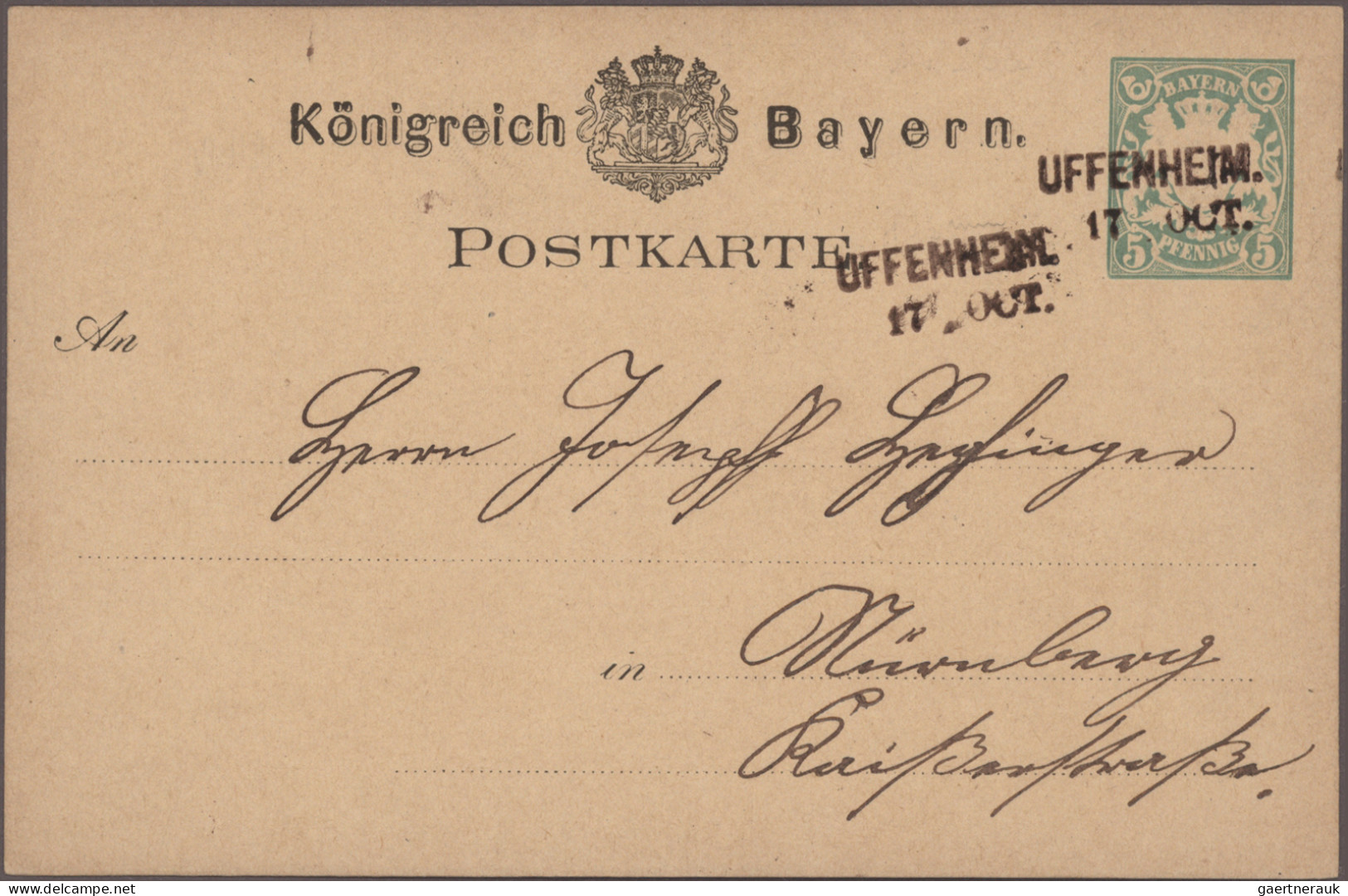 Bayern - Ganzsachen: 1873/1920, Partie von ca. 370 gebrauchten und ungebrauchten