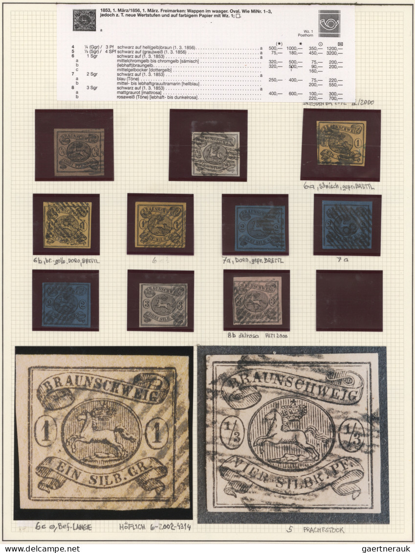 Braunschweig - Marken Und Briefe: 1852-1867, Sammlung Auf Albenblättern, Sehr Hü - Brunswick