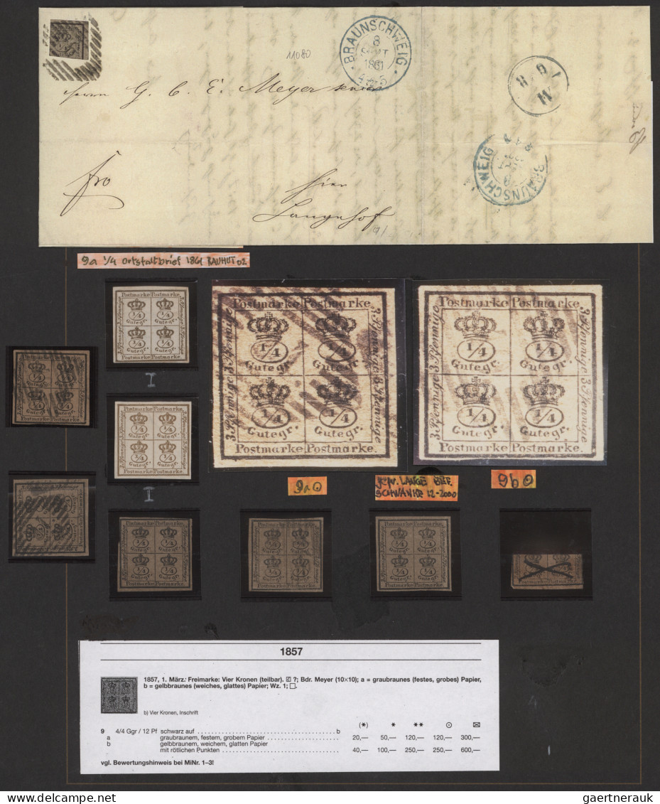 Braunschweig - Marken und Briefe: 1852-1867, Sammlung auf Albenblättern, sehr hü