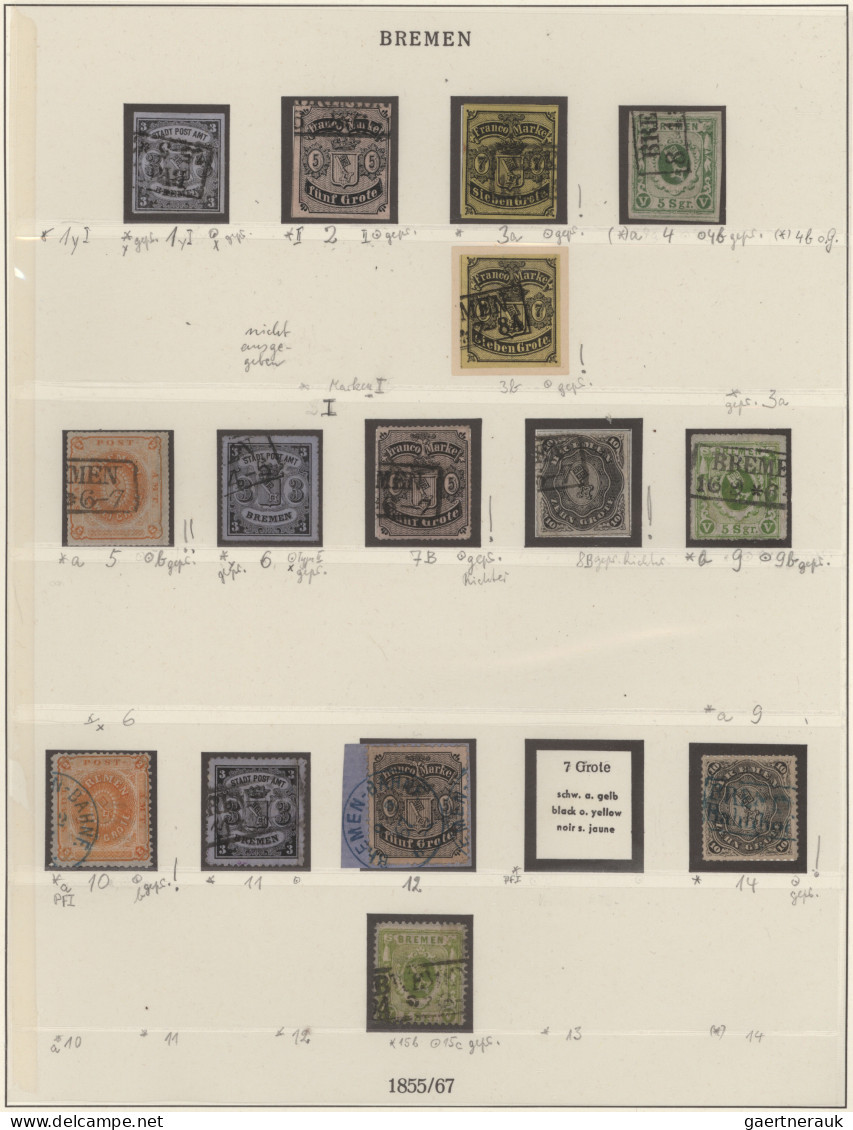 Bremen - Marken Und Briefe: 1855-1867, Sammlung Gestempelt, Bis Auf Nr. 13 Kpl, - Bremen