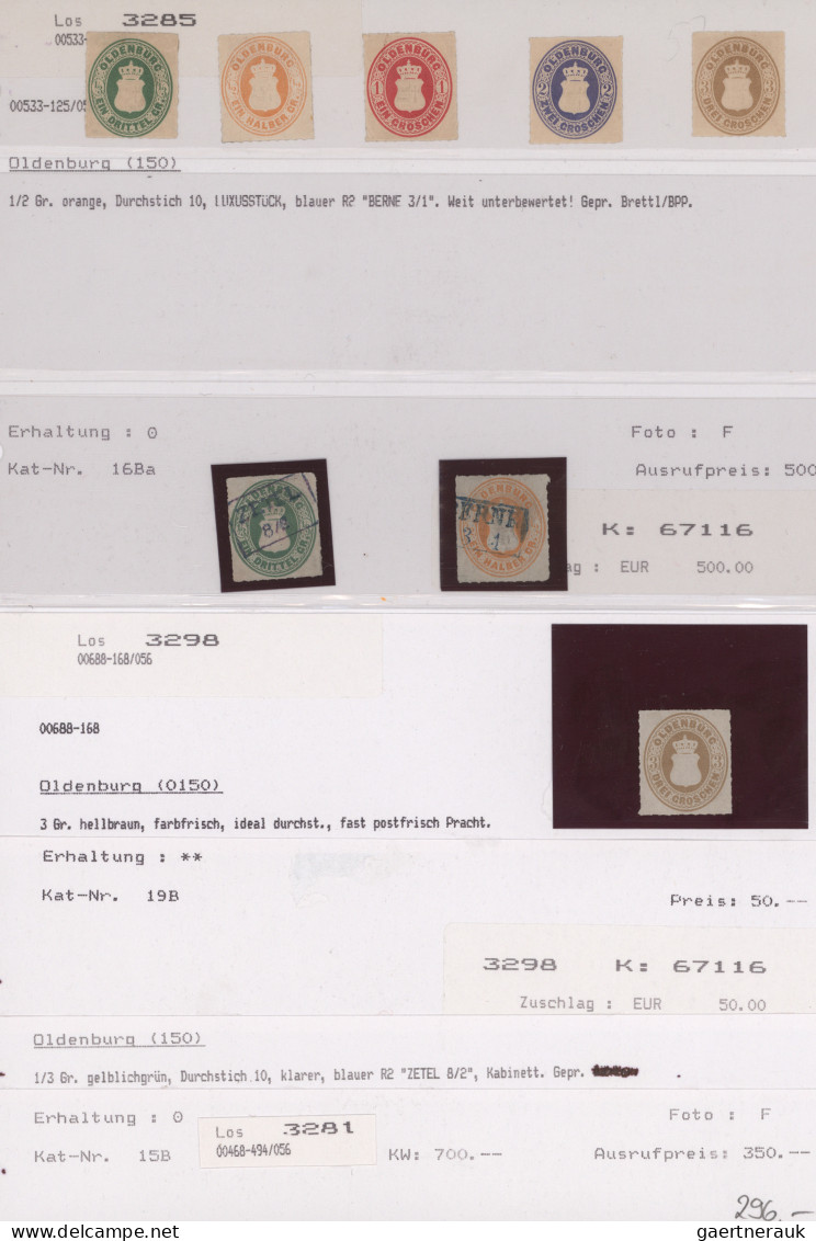 Oldenburg - Marken und Briefe: 1852-1867, umfangreiche Sammlung schön illustrier