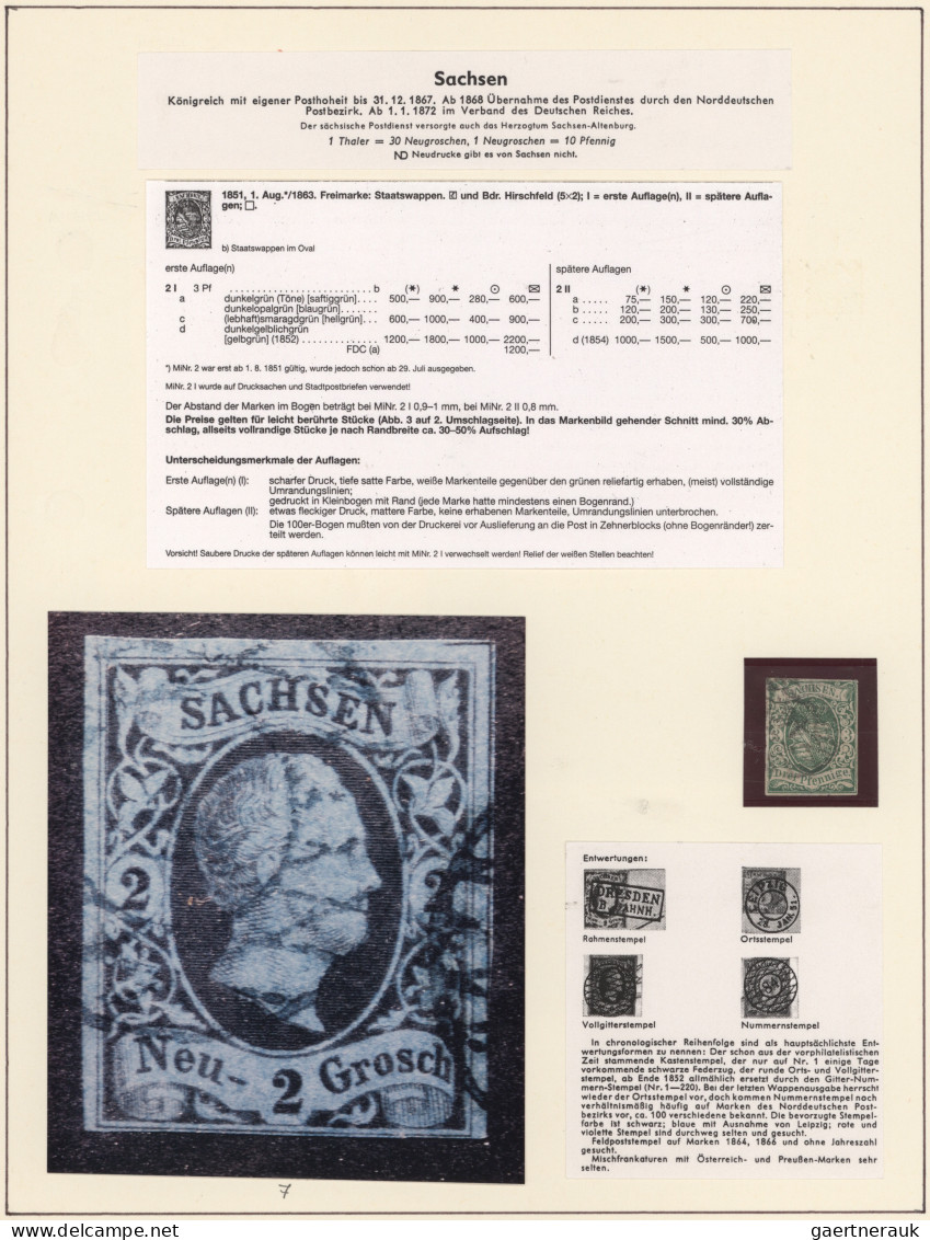 Sachsen - Marken Und Briefe: 1850-1867, Sammlung Meist Gestempelt Auf Albumblätt - Saxony