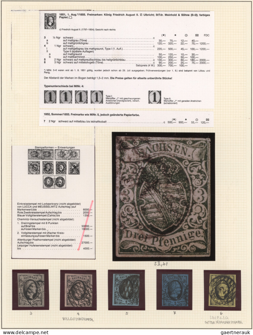 Sachsen - Marken Und Briefe: 1850-1867, Sammlung Meist Gestempelt Auf Albumblätt - Saxe