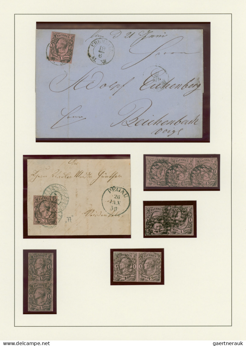 Sachsen - Marken Und Briefe: 1851/1863 (ca.), Umfangreiche Sammlung Ab MiNr. 2 M - Saxony