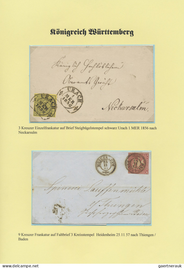 Württemberg - Marken Und Briefe: 1815/1875, Belege-Sammlung Mit 116 Briefen, Kar - Autres & Non Classés