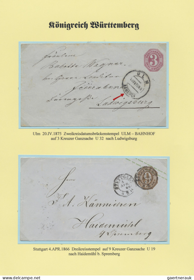 Württemberg - Marken Und Briefe: 1815/1875, Belege-Sammlung Mit 116 Briefen, Kar - Autres & Non Classés