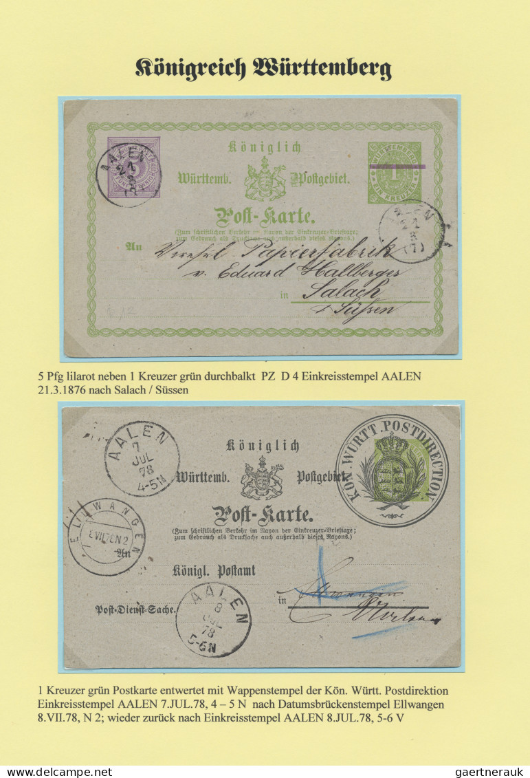 Württemberg - Marken Und Briefe: 1815/1875, Belege-Sammlung Mit 116 Briefen, Kar - Other & Unclassified