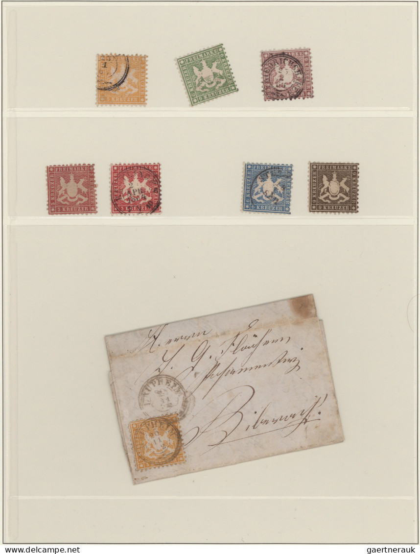 Württemberg - Marken Und Briefe: 1851/1868 (ca), Hochinteressanter Kreuzerbestan - Autres & Non Classés