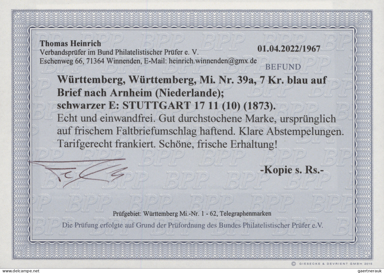 Württemberg - Marken und Briefe: 1851/1920, hochwertige Kreuzer-/Pfennigzeit-Sam