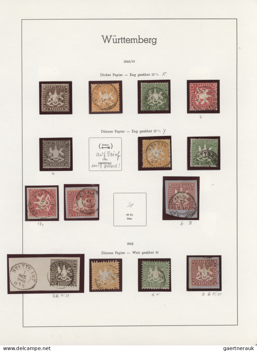 Württemberg - Marken Und Briefe: 1860/1864, Wappen Gezähnt, Gestempelte Sammlung - Autres & Non Classés