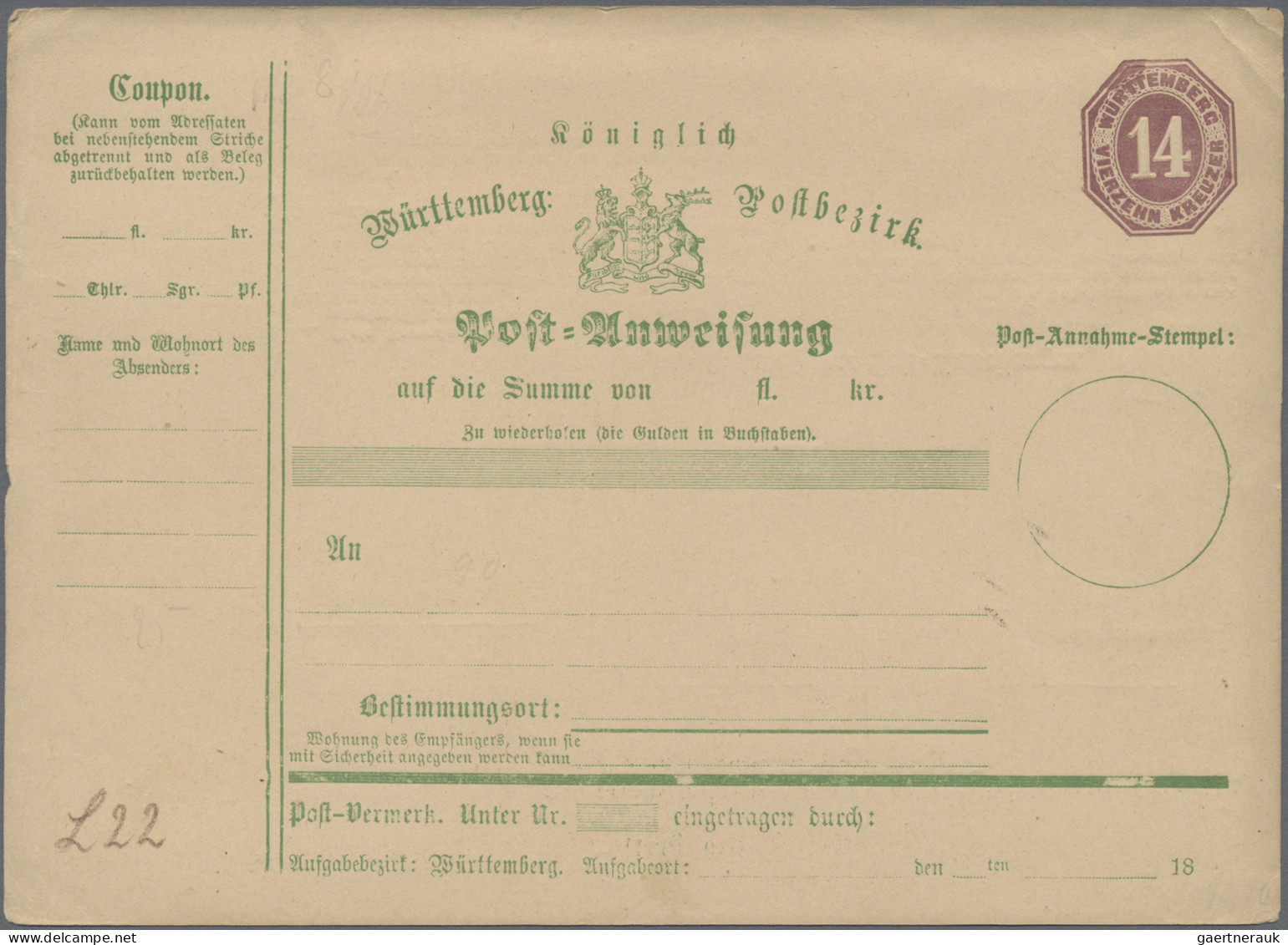 Württemberg - Ganzsachen: 1866/1920 (ca.), Partie von über 300 gebrauchten/ungeb