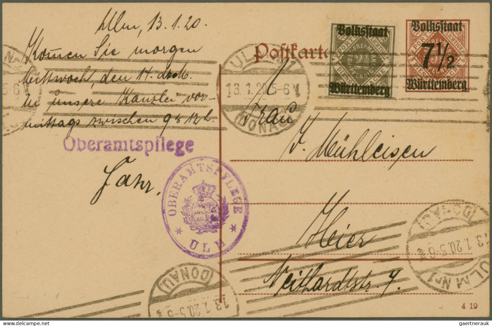 Württemberg - Ganzsachen: 1873/1920, Partie Von Ca. 130 (fast Nur Gebrauchten) G - Otros & Sin Clasificación
