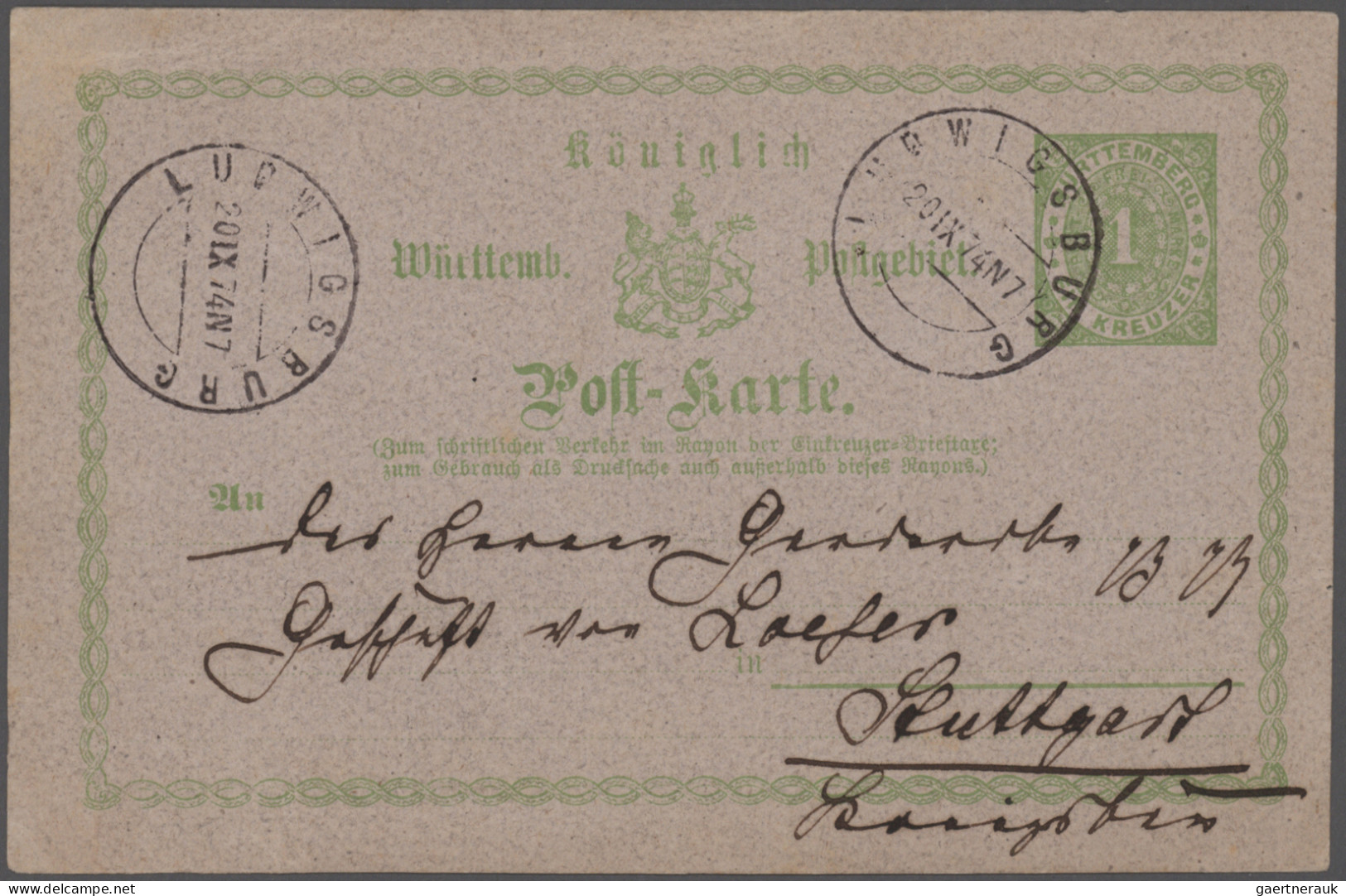 Württemberg - Ganzsachen: 1874/1920, Posten Mit Ca. 295 Ganzsachen Gebraucht Und - Other & Unclassified