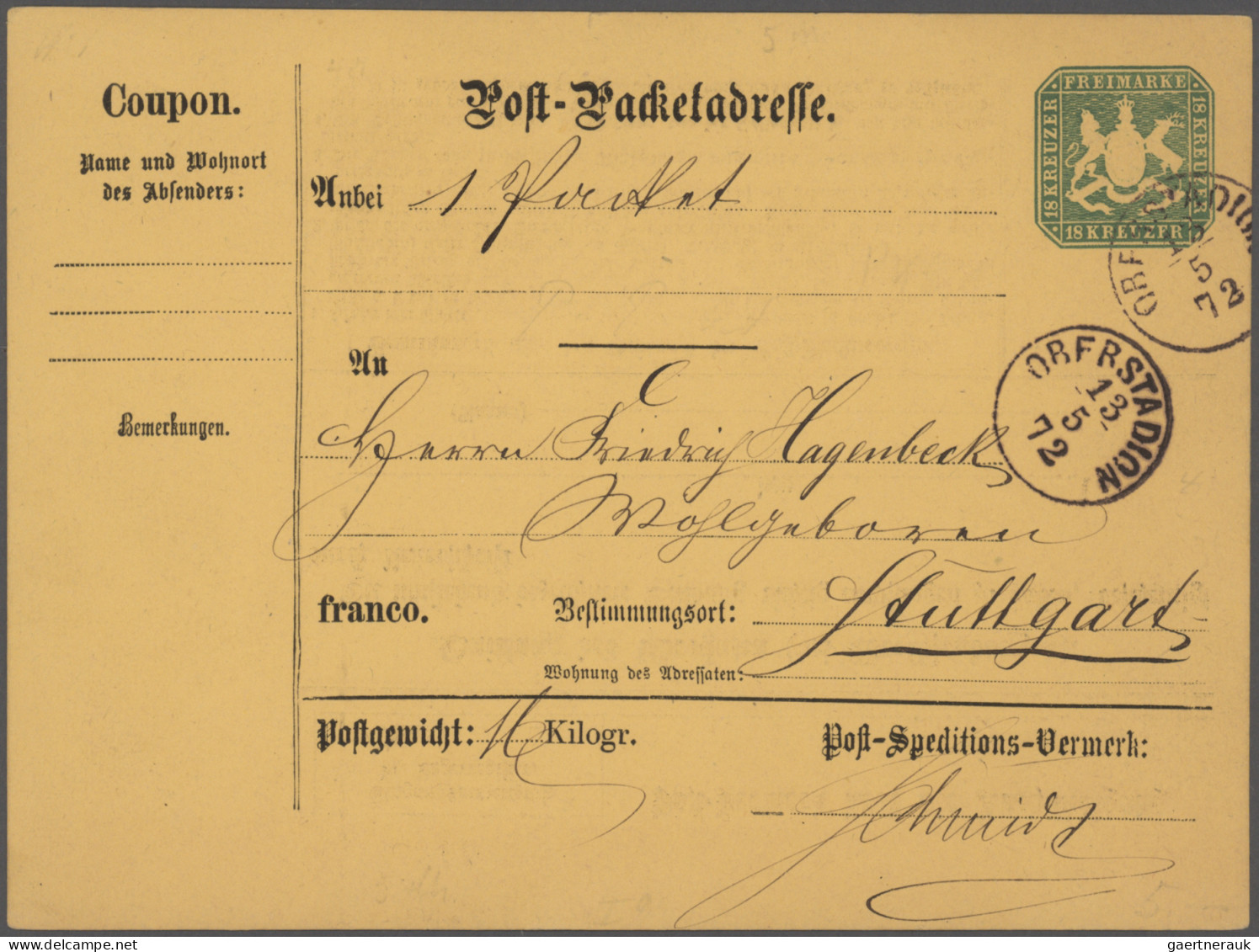 Württemberg - Ganzsachen: 1874/1920, Posten Mit Ca. 295 Ganzsachen Gebraucht Und - Autres & Non Classés