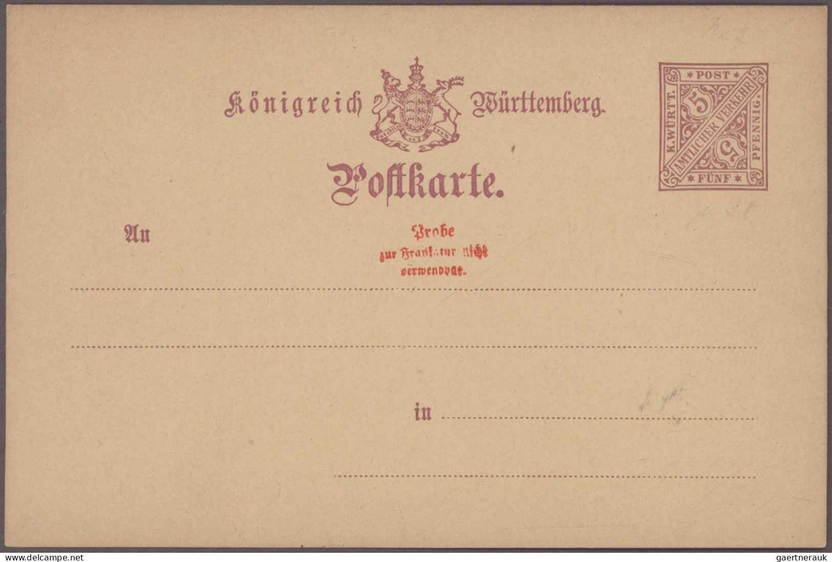 Württemberg - Ganzsachen: 1881/1920, Umfassende Spezialisierte Sammlung Von Ca. - Other & Unclassified