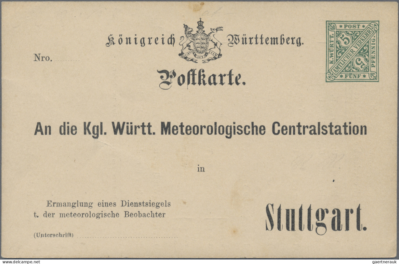 Württemberg - Ganzsachen: 1890/1910 (ca.), Partie von 20 gebrauchten und ungebra