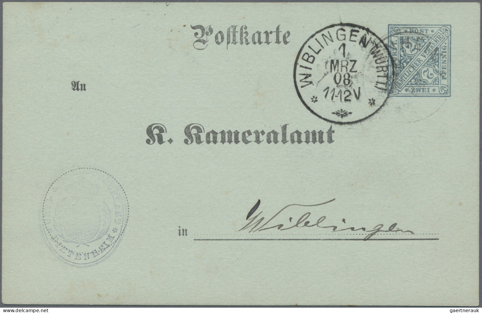 Württemberg - Ganzsachen: 1890/1910 (ca.), Partie von 20 gebrauchten und ungebra