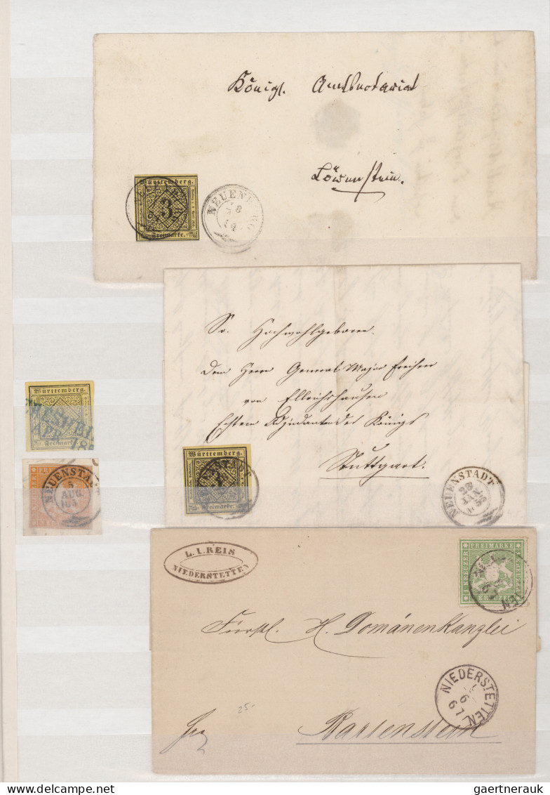 Württemberg - Stempel: 1851/1875, KREUZERZEIT, Stempelsammlung Mit Ca. 550 Marke - Andere & Zonder Classificatie