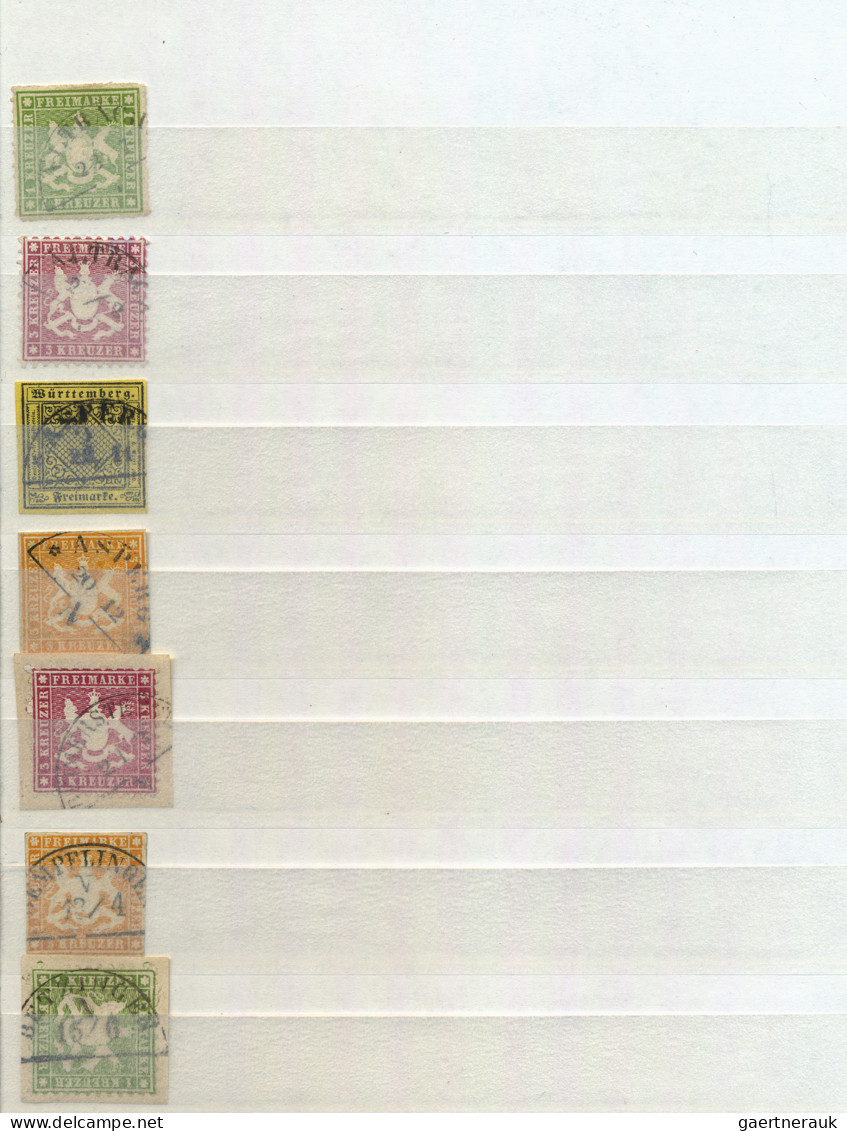 Württemberg - Bahnpost: 1851/1874, Bahnstempelsammlung Auf Marken Der Kreuzerzei - Sonstige & Ohne Zuordnung