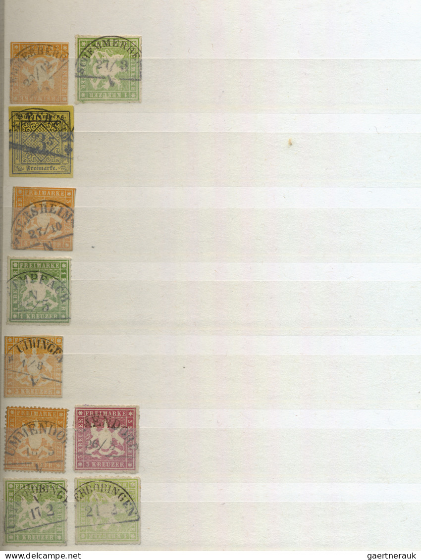 Württemberg - Bahnpost: 1851/1874, Bahnstempelsammlung Auf Marken Der Kreuzerzei - Other & Unclassified