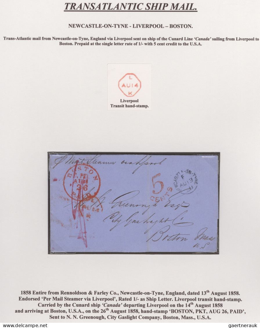 Transatlantikmail: 1803/64, Five Stampless Covers: US-UK 1803, Canada-UK 1834/56 - Otros - Europa