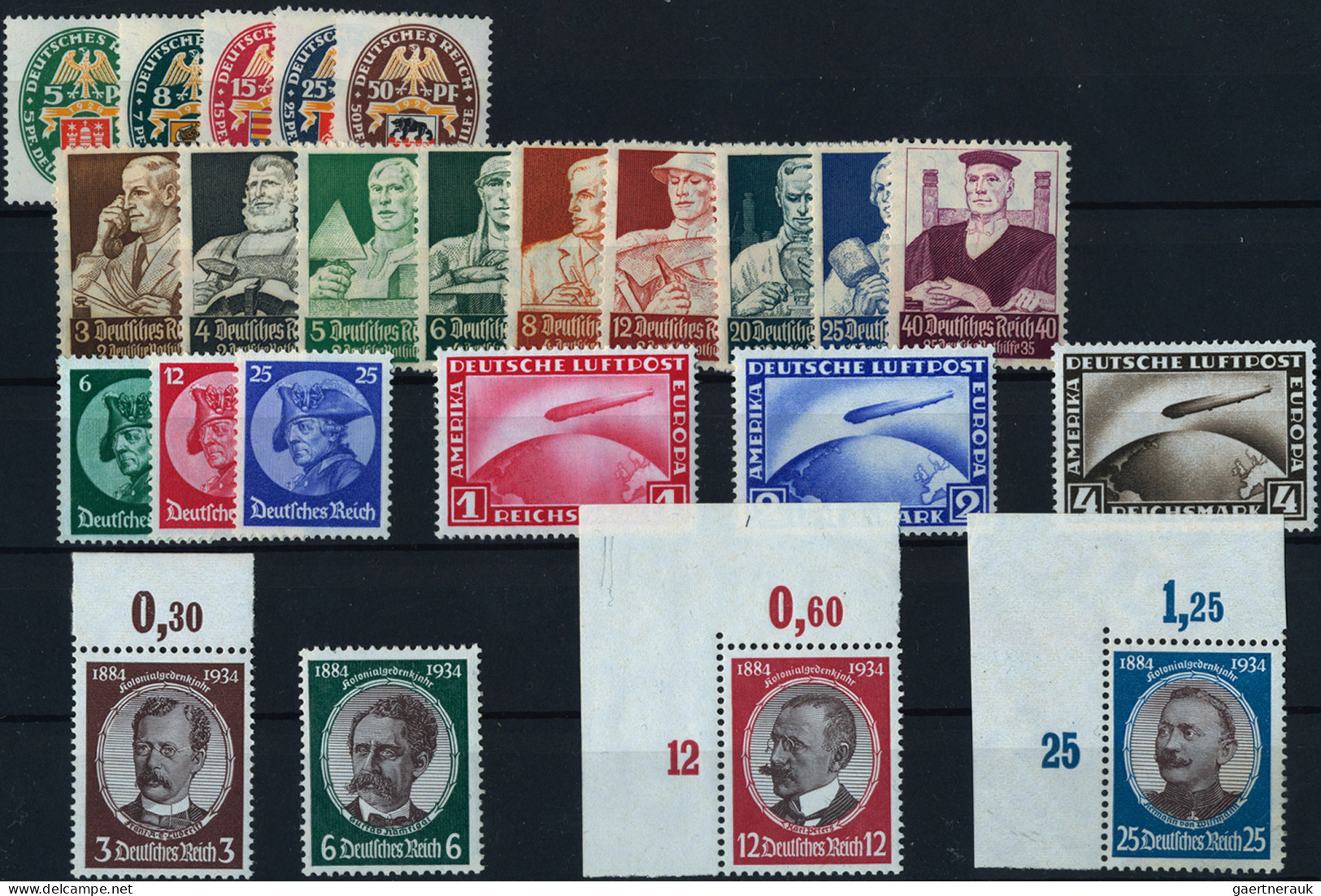 Deutsches Reich: 1928/1934, Postfrisches Lot Mit MiNr. 423/424, 425/529, 455, 47 - Collections