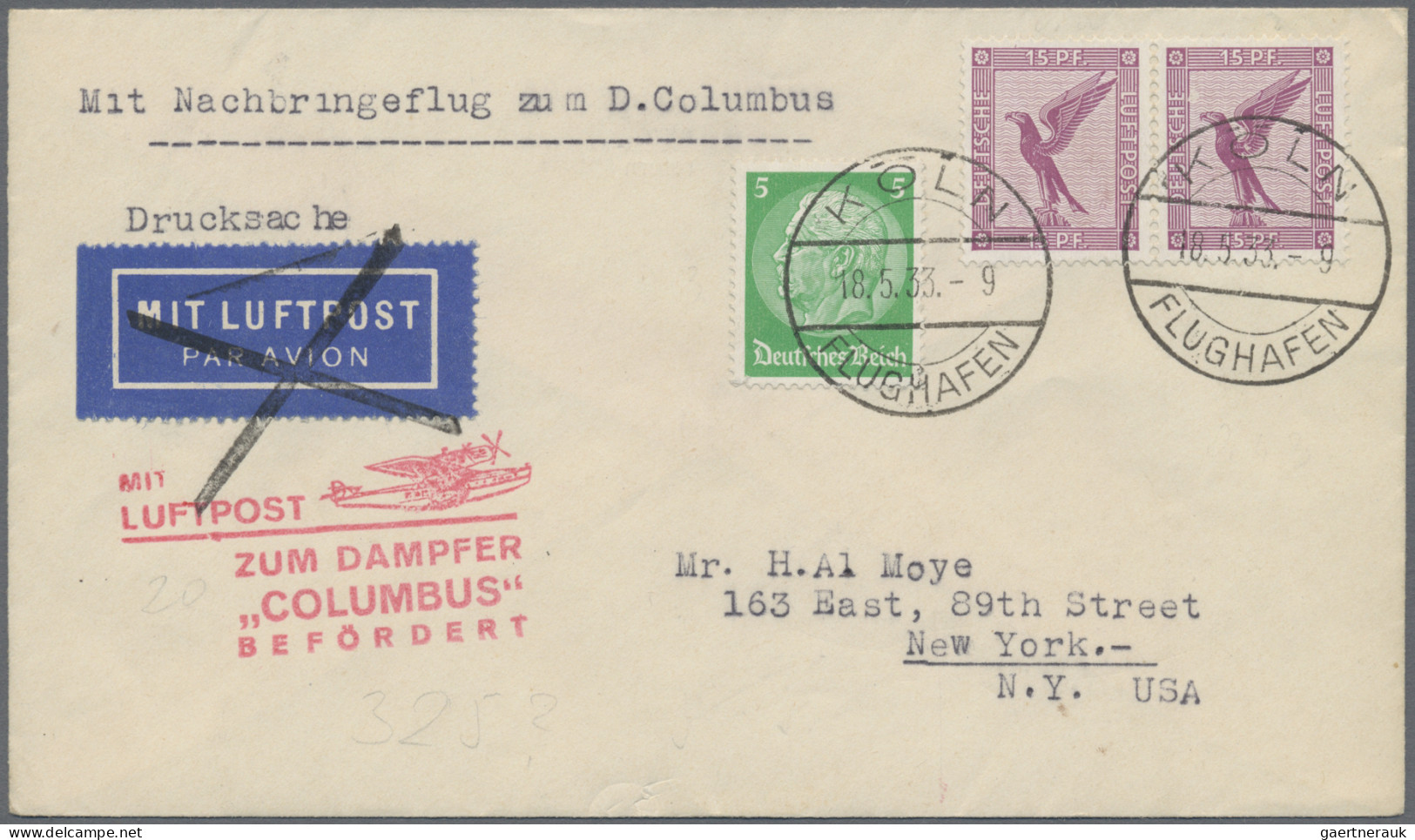 Deutsches Reich: 1919/1944, Partie von 14 Flugpost-Briefen/-Karten in netter Vie