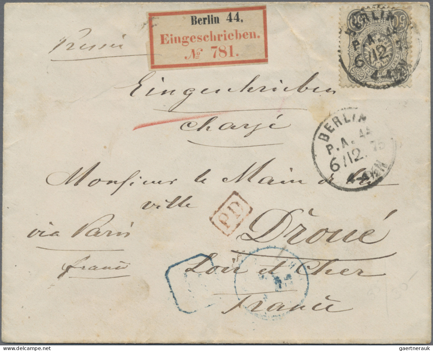 Deutsches Reich - Pfennige: 1875/1877, 50 Pfge. Grau, Partie Von Fünf Briefen, D - Verzamelingen