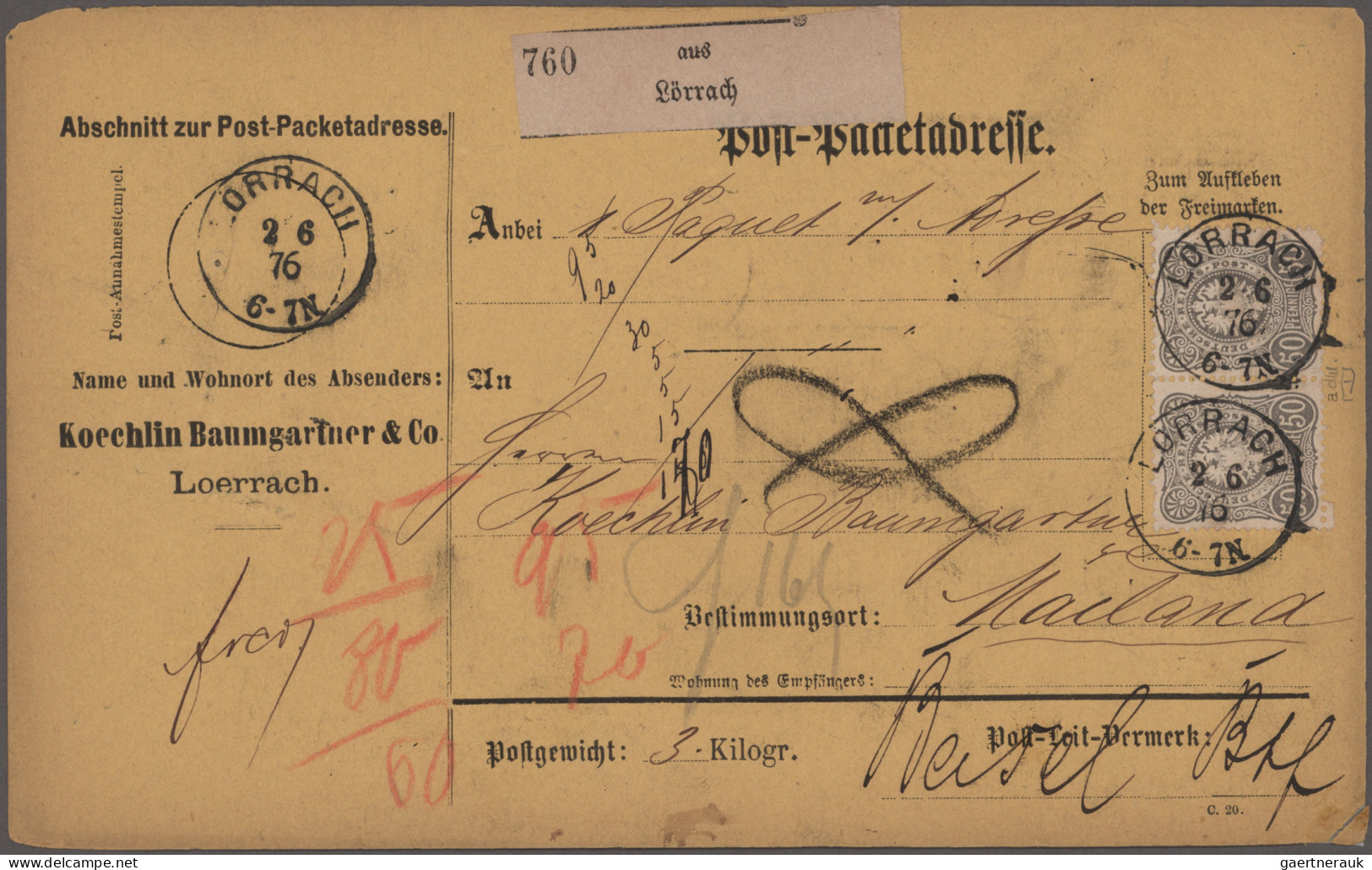 Deutsches Reich - Pfennige: 1875/1880, Partie Von Acht Paketkarten, Dabei Zwei S - Collections