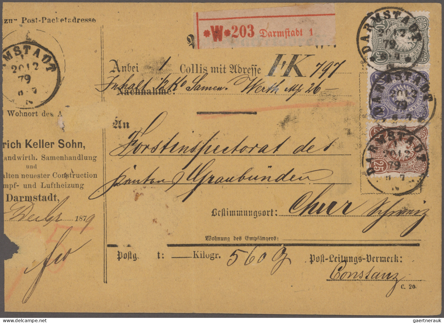 Deutsches Reich - Pfennige: 1875/1880, Partie von acht Paketkarten, dabei zwei S