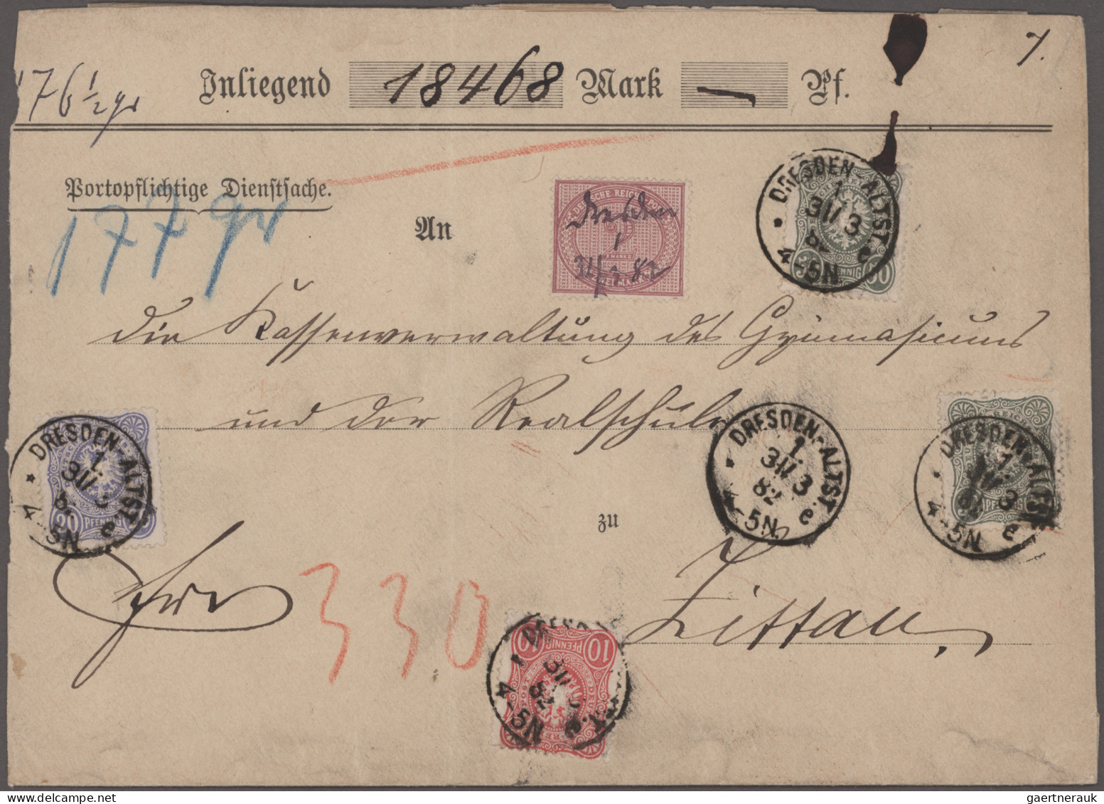 Deutsches Reich - Pfennige: 1882/1896, Partie Mit Drei Wertbriefen Je Frankiert - Collections