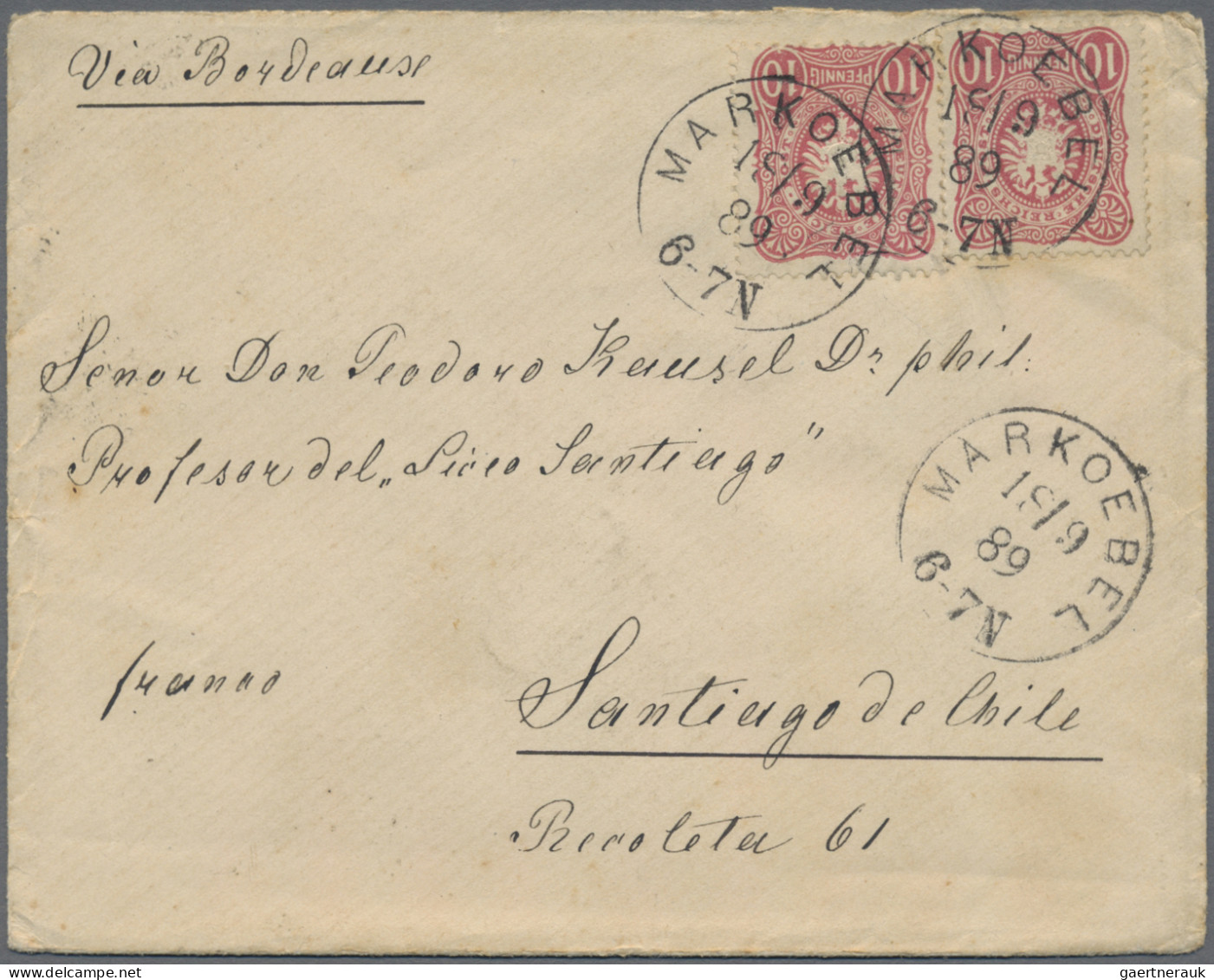 Deutsches Reich - Pfennig: 1883/1889, Lot Von Fünf Briefen Mit Übersee-Destinati - Verzamelingen