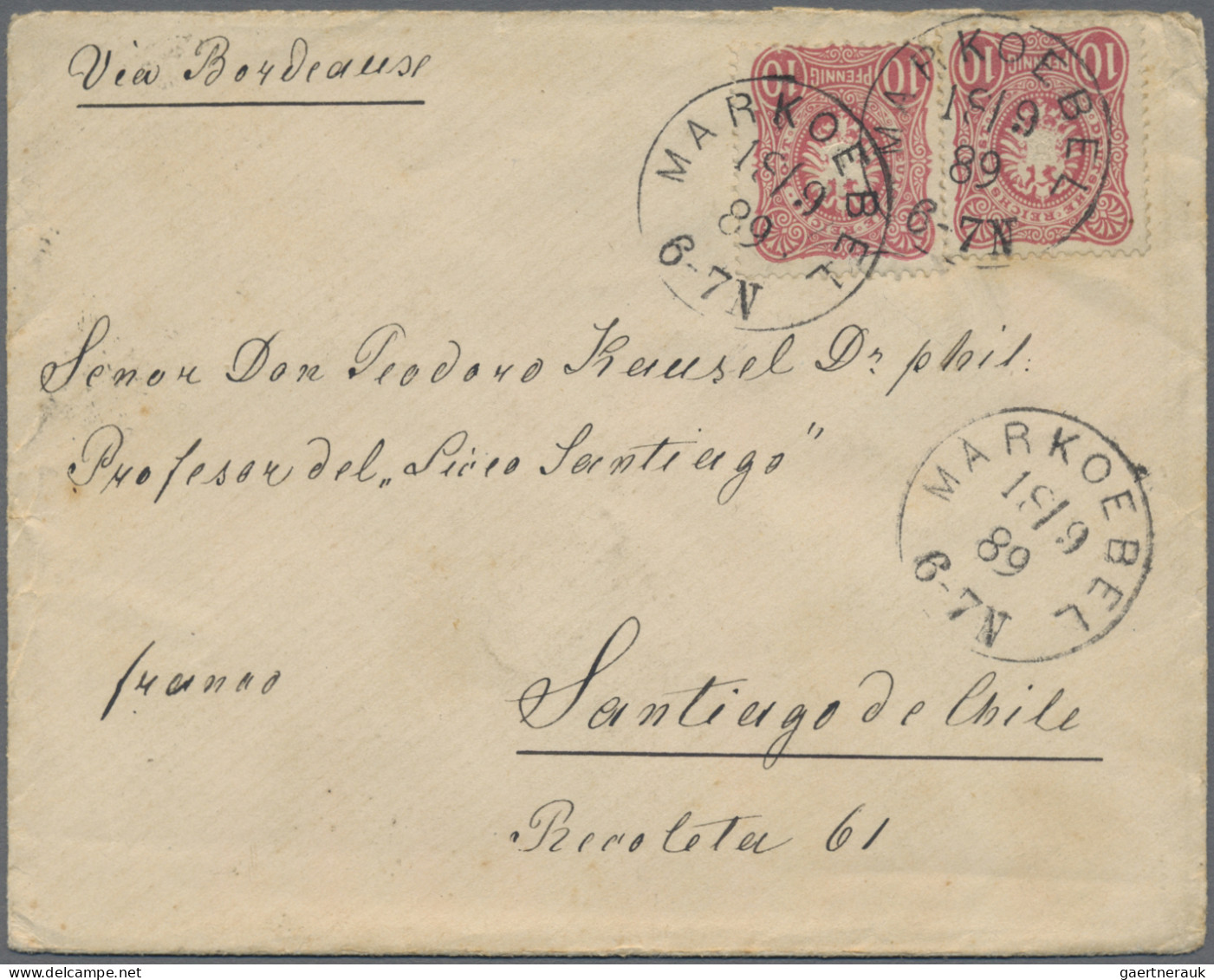 Deutsches Reich - Pfennig: 1883/1889, Lot Von Fünf Briefen Mit Übersee-Destinati - Sammlungen