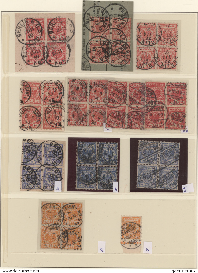 Deutsches Reich - Krone / Adler: 1889/1900, GESTEMPELTE VIERERBLOCKS, Sammlungsp - Collections