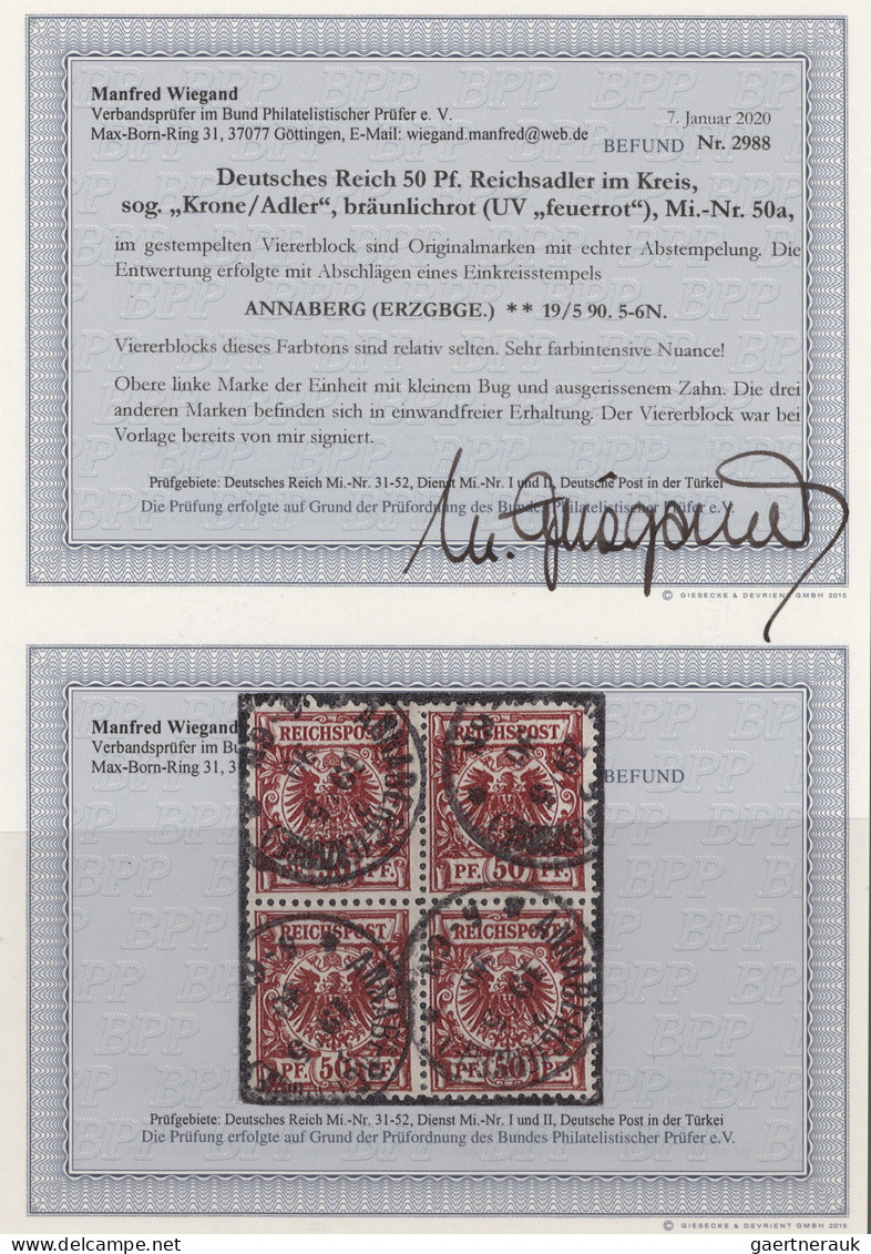 Deutsches Reich - Krone / Adler: 1889/1900, GESTEMPELTE VIERERBLOCKS, Sammlungsp - Sammlungen