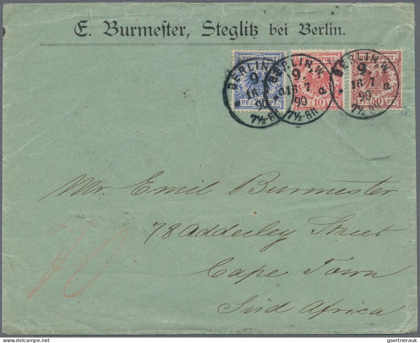 Deutsches Reich - Krone / Adler: 1890, Drei Briefe Nach Kapstadt/Südafrika Aus D - Collections