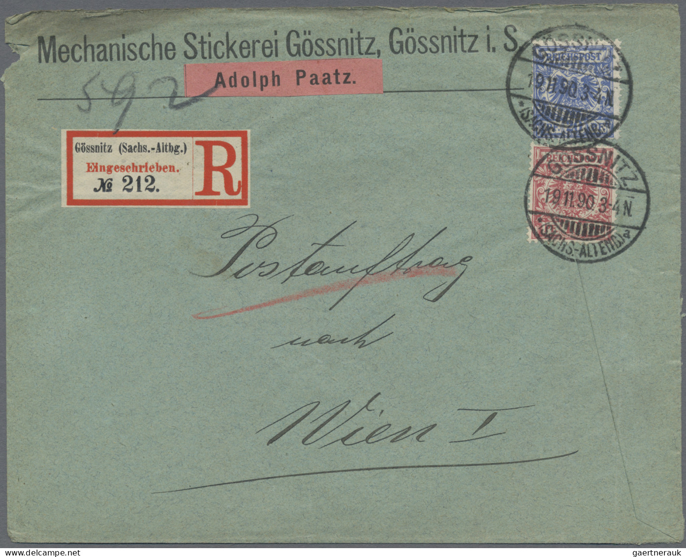 Deutsches Reich - Krone / Adler: 1890, Fünf Postaufträge Nach Wien, Teils Etwas - Sammlungen